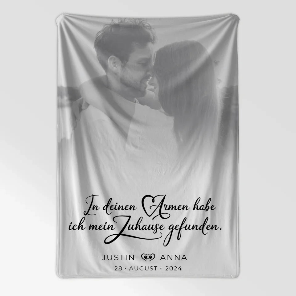 Personalisierte Decke Paare Foto Black & White Zuhause Gefunden 7