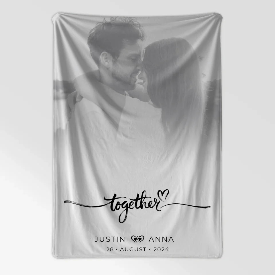 Personalisiert Decke Paare Foto Black & White Together mit Namen Datum 7
