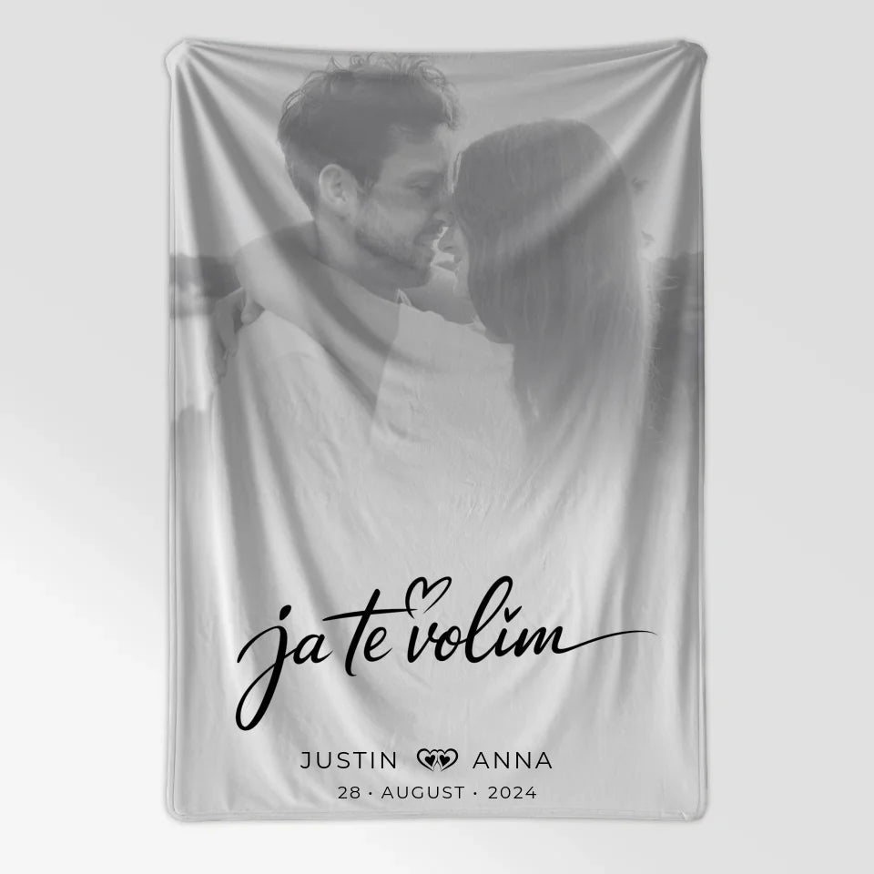 Personalisierte Decke für Paare mit Foto Schwarz Weiß Ja Te Volim 7