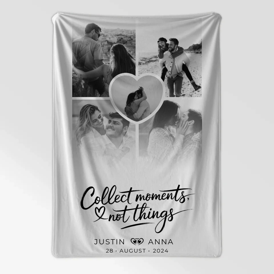 Personalisiert Decke Paare Fotocollage 5 Fotos mit Namen Collect Moments Not Things 7