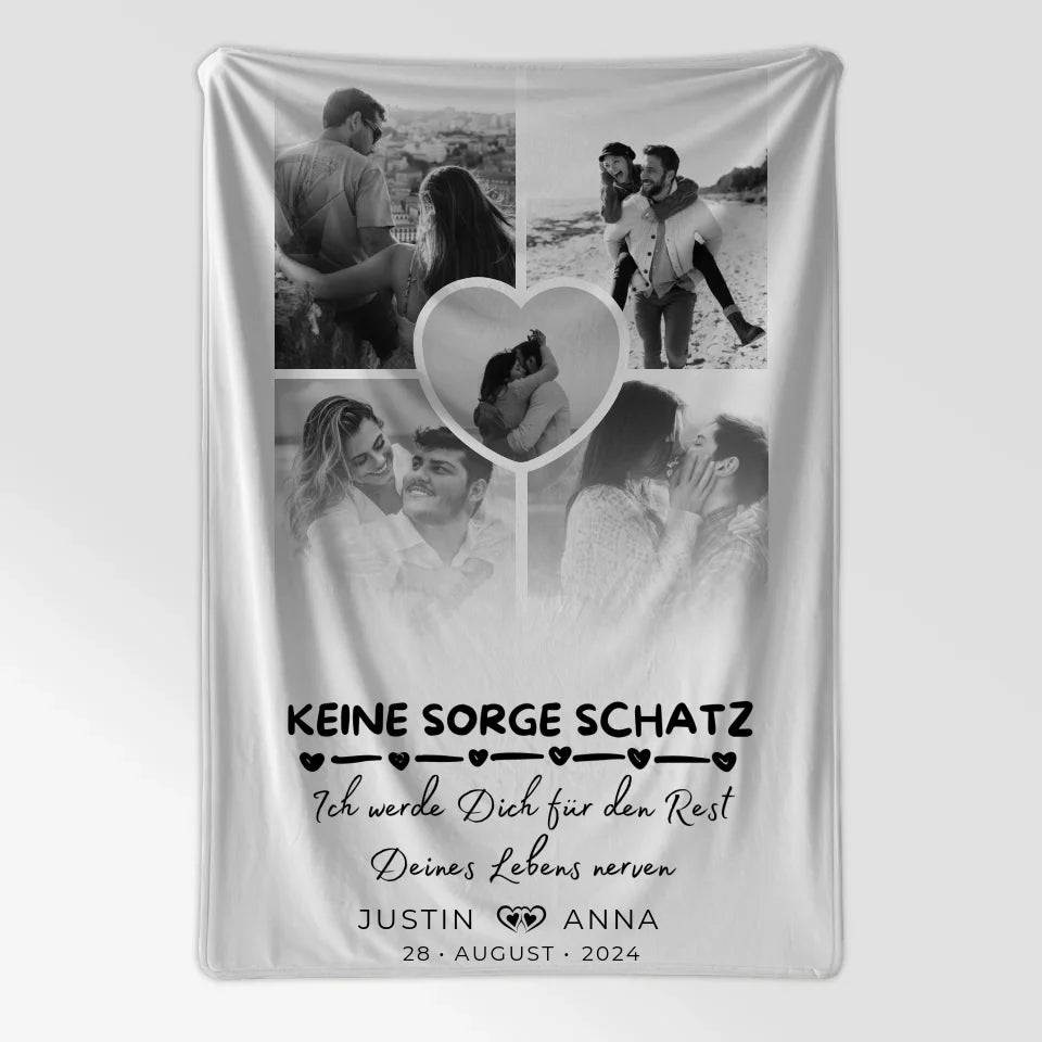 Personalisierte Decke Paare Fotocollage 5 Fotos Keine Sorge Schatz 7