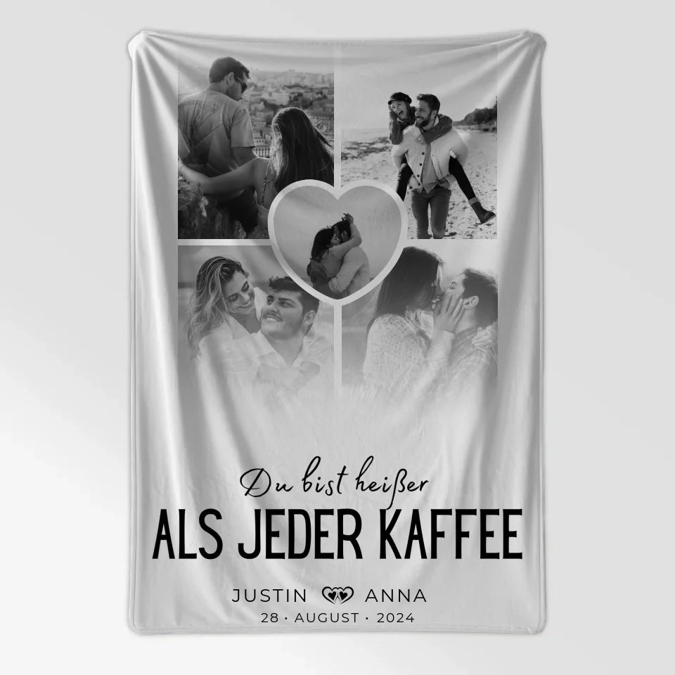 Personalisierte Decke für Paare Fotocollage 5 Fotos Du Bist Heißer Als Jeder Kaffee 7