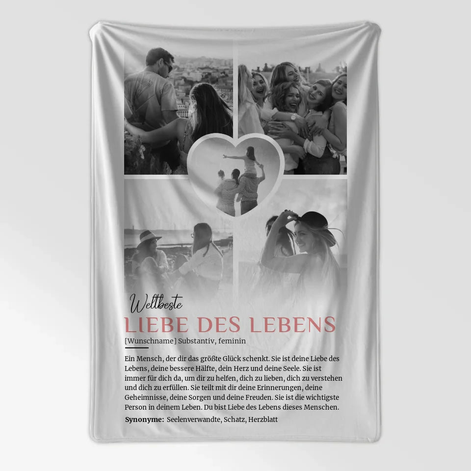 Personalisierte Decke Definition Liebe des Lebens 5 Fotos Black & White 7