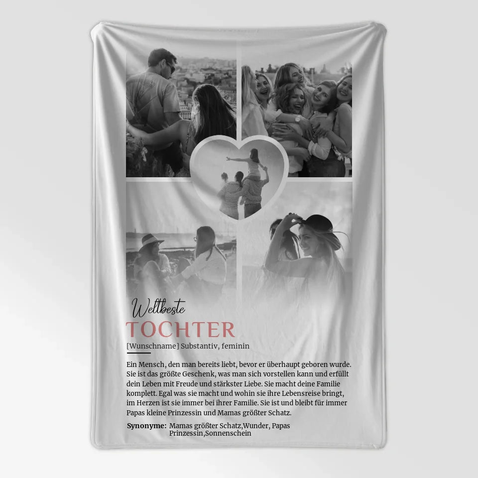 Personalisierte Decke Definition Tochter 5 Fotos Black & White 7