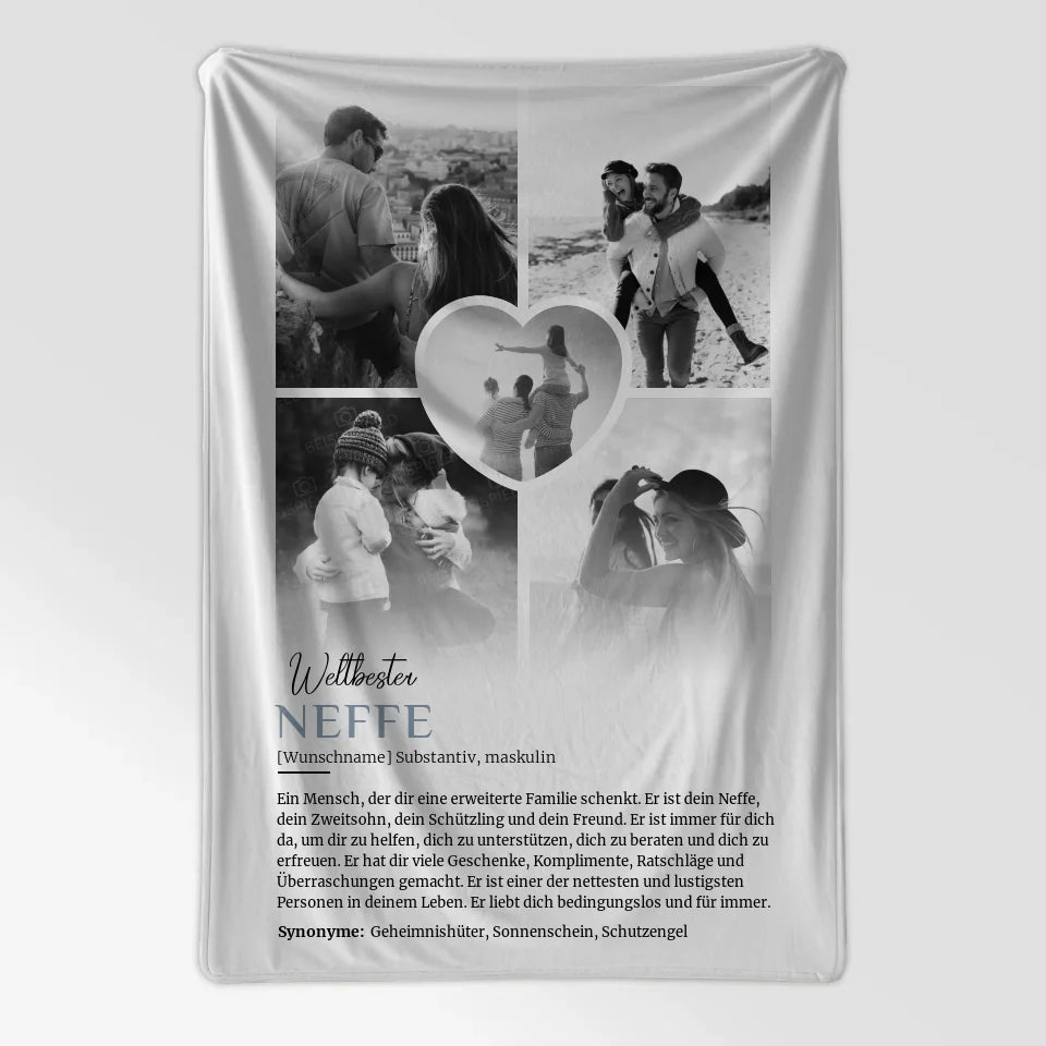 Personalisiertes Poster Decke Definition Neffe 5 Fotos Schwarz Weiß 7