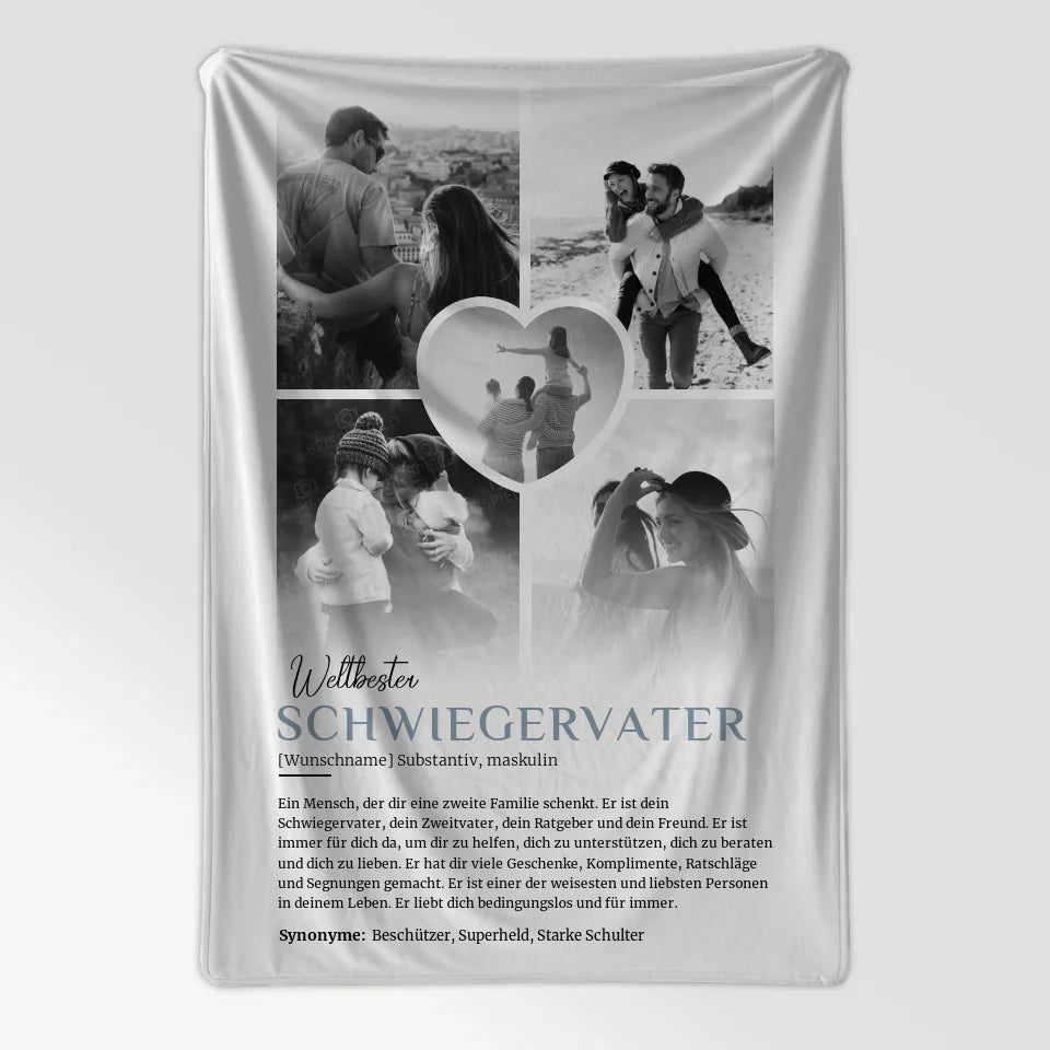 Personalisiert Decke Definition Schwiegervater 5 Fotos Black White 7