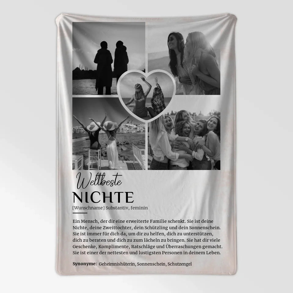 Personalisierte Decke Definition Nichte 5 Fotos Black & White 7