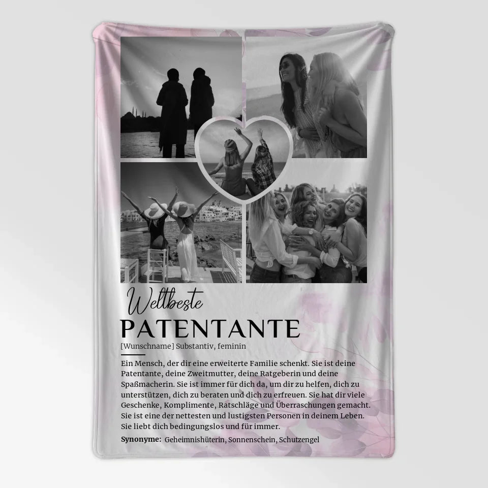 Personalisierte Decke Definition Patentante 5 Fotos Schwarz Weiß 7