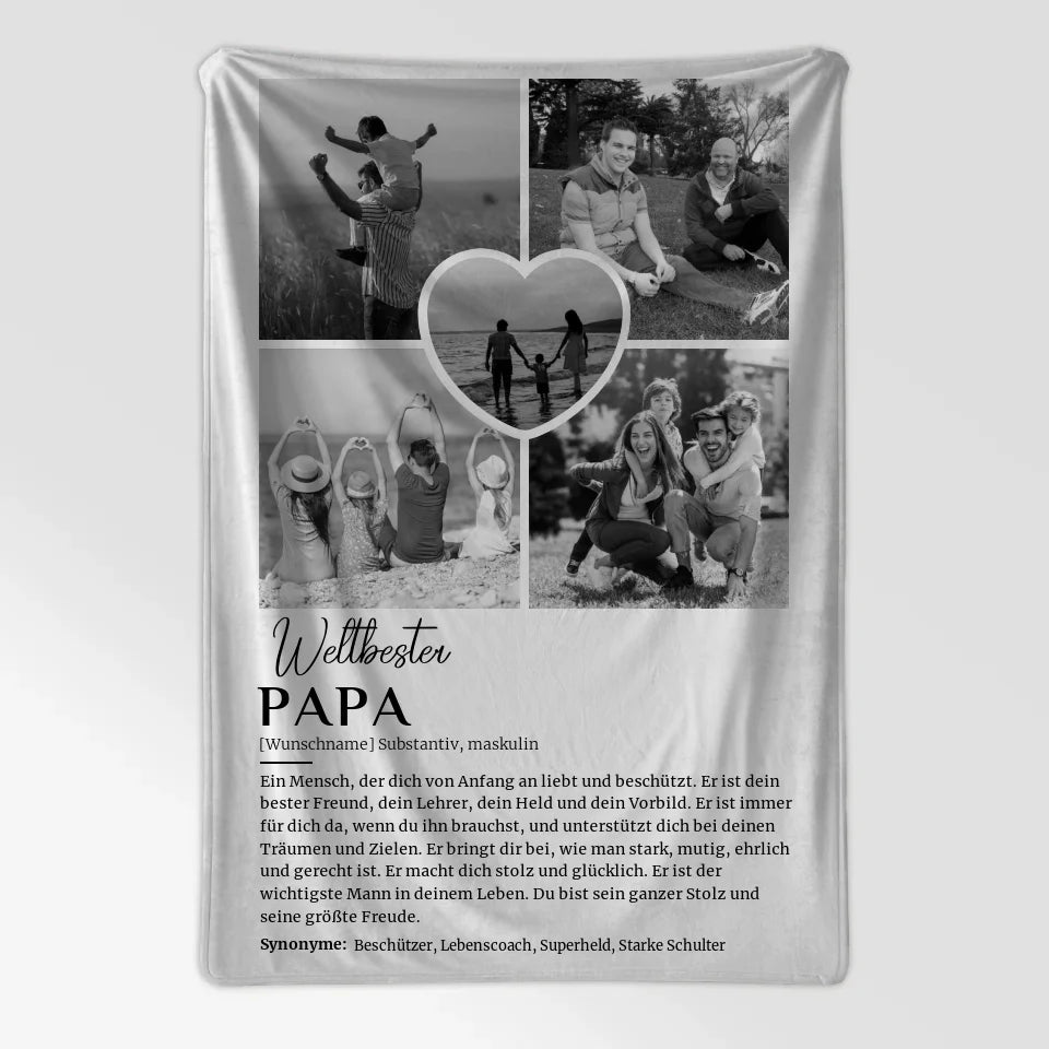 Personalisierte Decke Definition Papa 5 Fotos Black & White 7