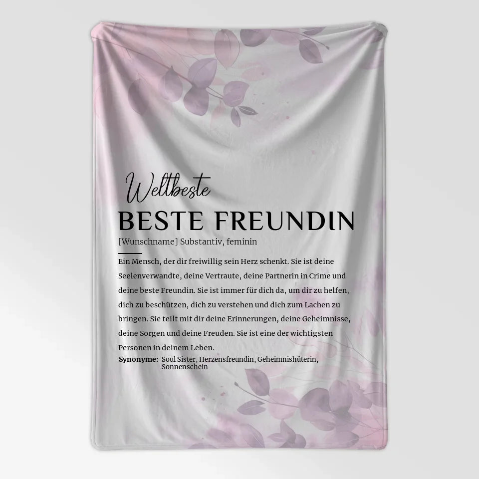 Personalisiert Decke Definition Beste Freundin Pink Rosa Floral mit Name 7