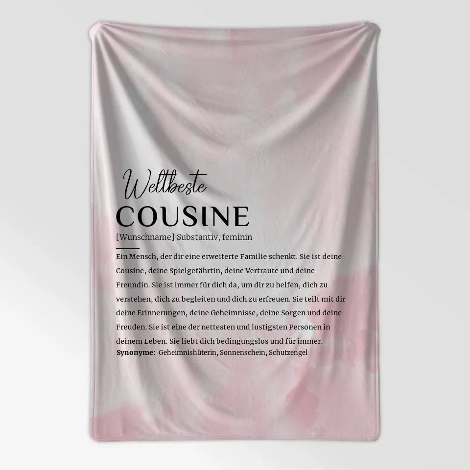 Personalisierte Decke Definition Cousine Rosa Aquarell mit Name 7