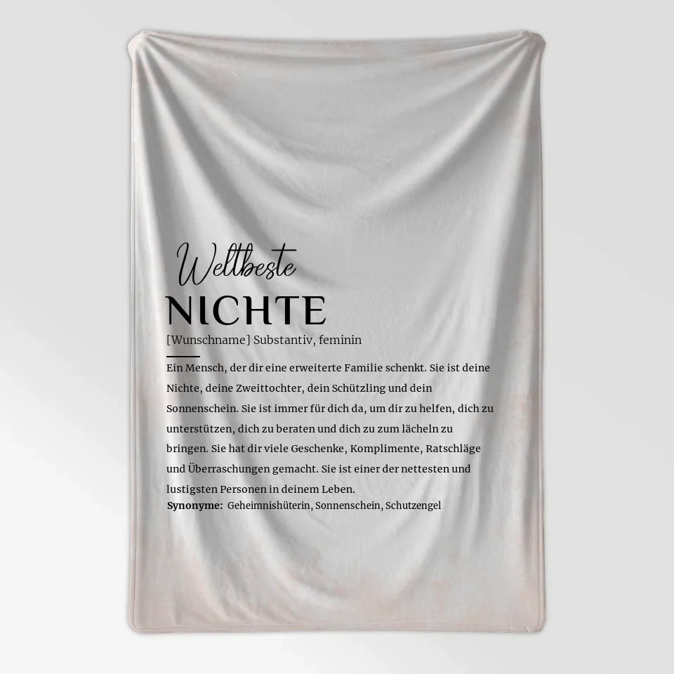 Personalisierte Decke Definition Nichte Bronze mit Name 7