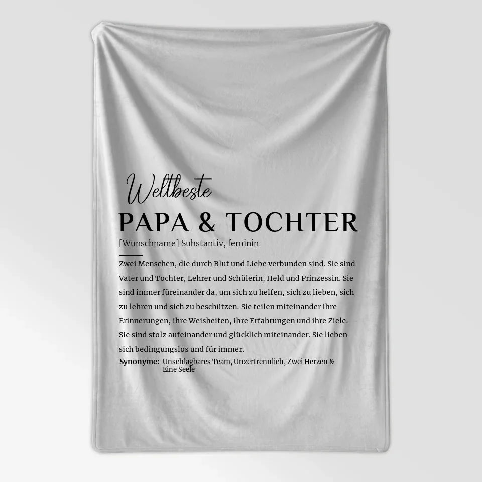 Personalisierte Grau Vintage Decke Definition Papa & Tochter mit Name 7