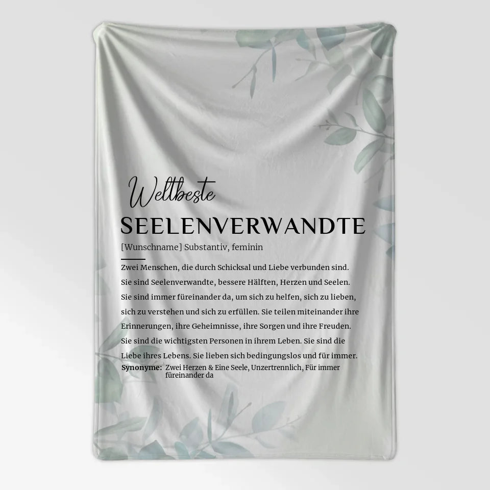 Personalisierte Decke Definition Seelenverwandte Eukalyptus Stil mit Name 7