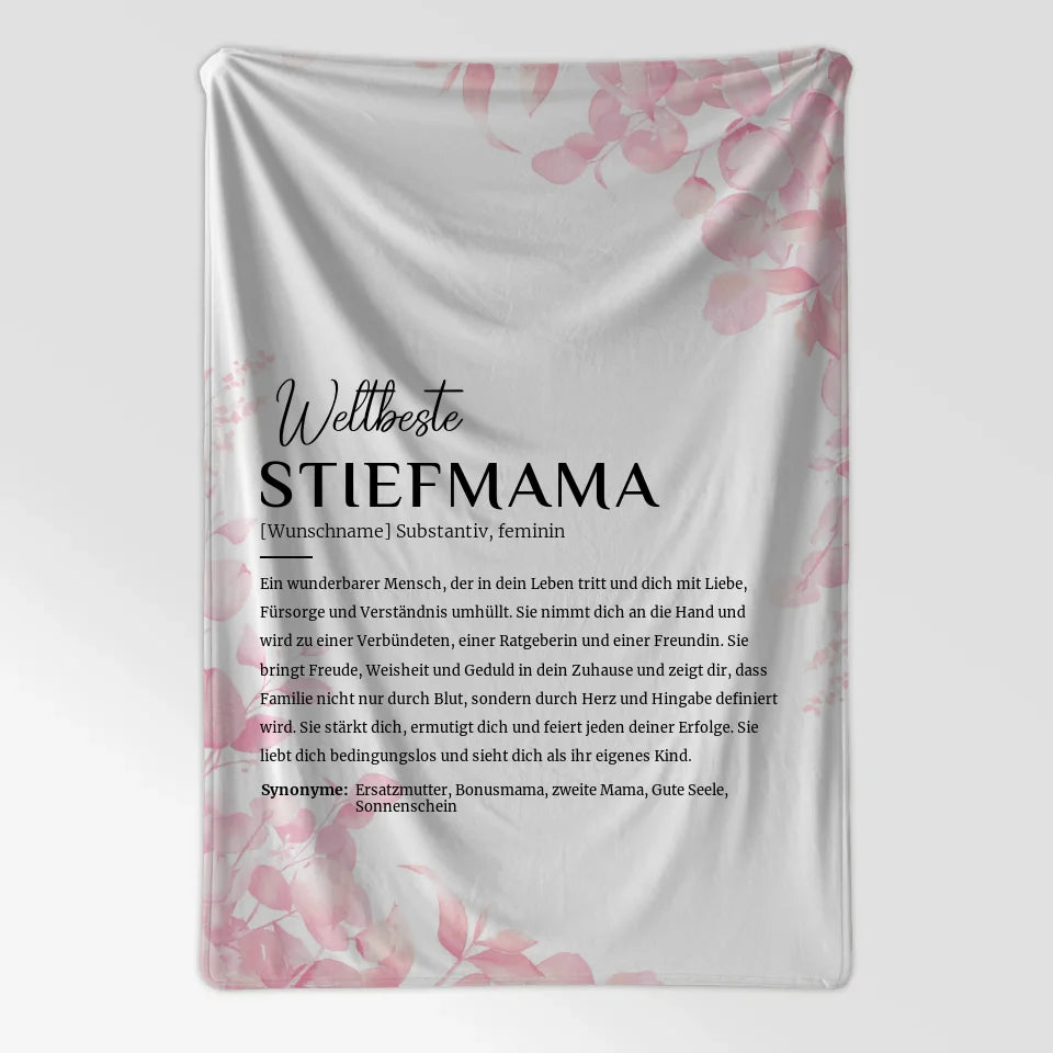 Personalisiertes Rosa Floral Decke Stiefmama Definition mit Name 7