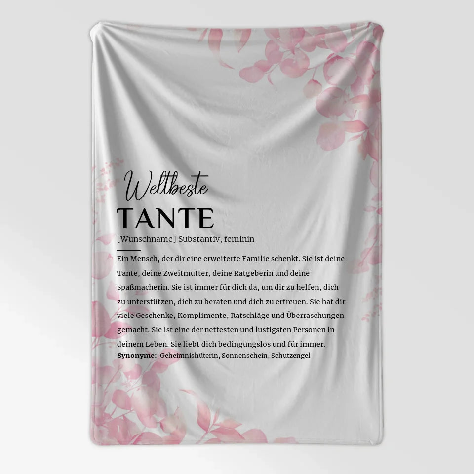 Personalisierte Rosa Floral Decke Definition Tante mit Name 7