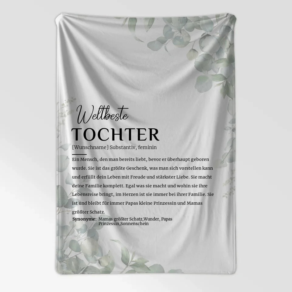 Personalisierte Decke mit Definition Tochter Eukalyptus Design mit Name 7