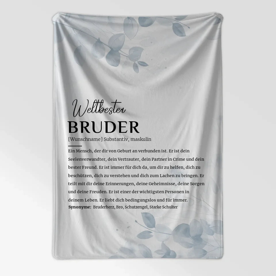 Personalisierte Decke Definition Bruder Holzstil Weiß mit Name 7