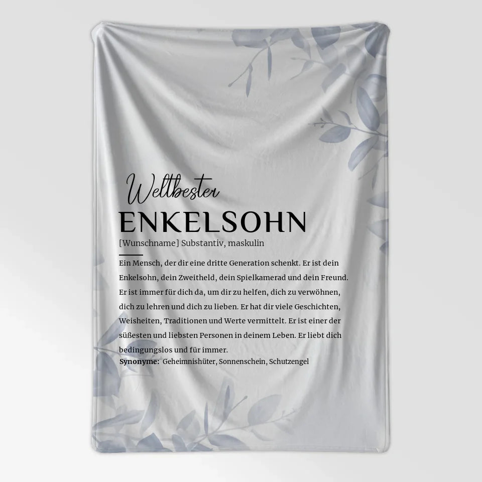 Personalisierte Decke Definition Enkelsohn Wasserfarben Stil Hellblau 7