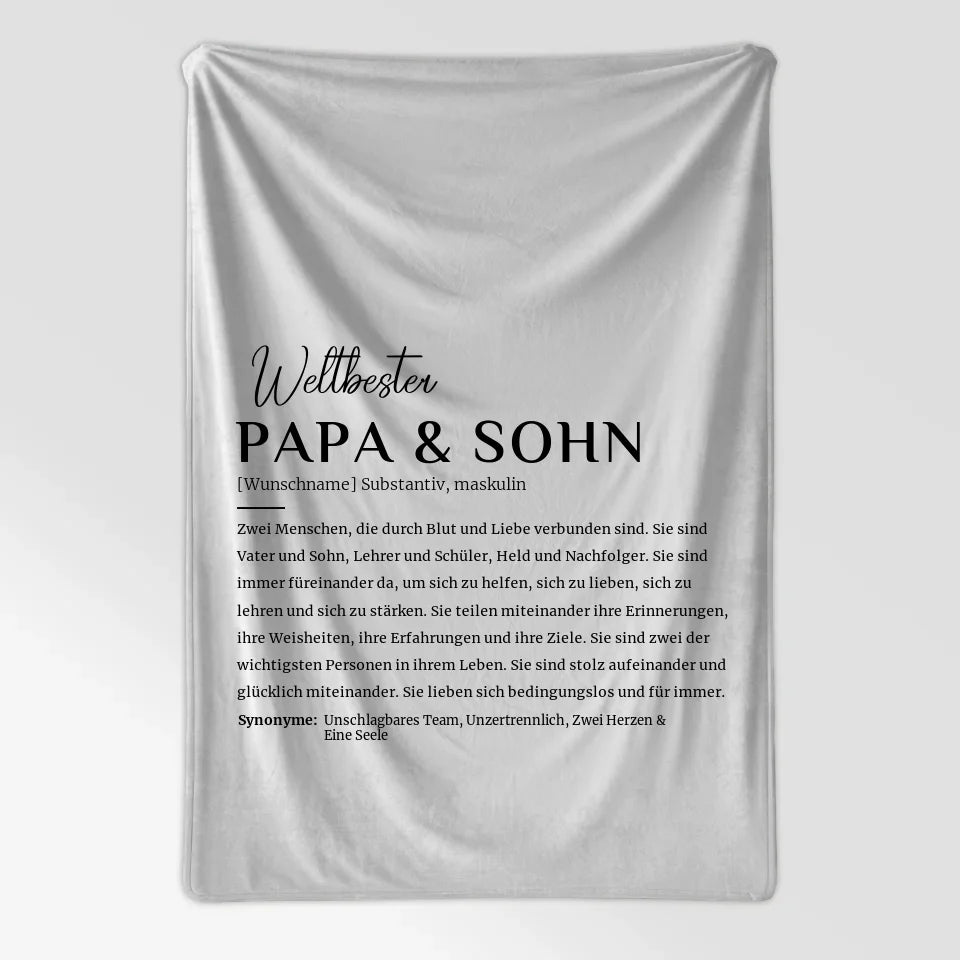 Personalisierte Decke Definition Papa & Sohn Grau Vintage mit Name 7