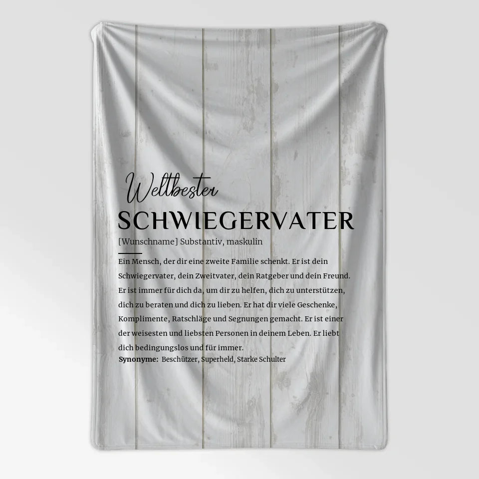 Personalisierte Decke Definition Schwiegervater Holzstil Weiß mit Name 7