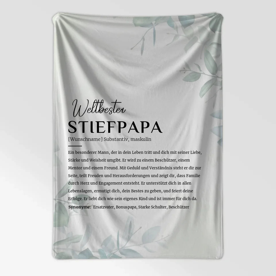Personalisierte Decke Definition Stiefpapa Eukalyptus Stil mit Name 7