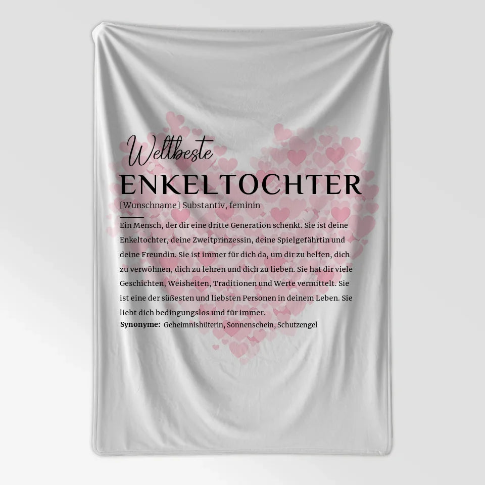 Personalisierte Decke Definition Enkeltochter mit Name Herzchen 7