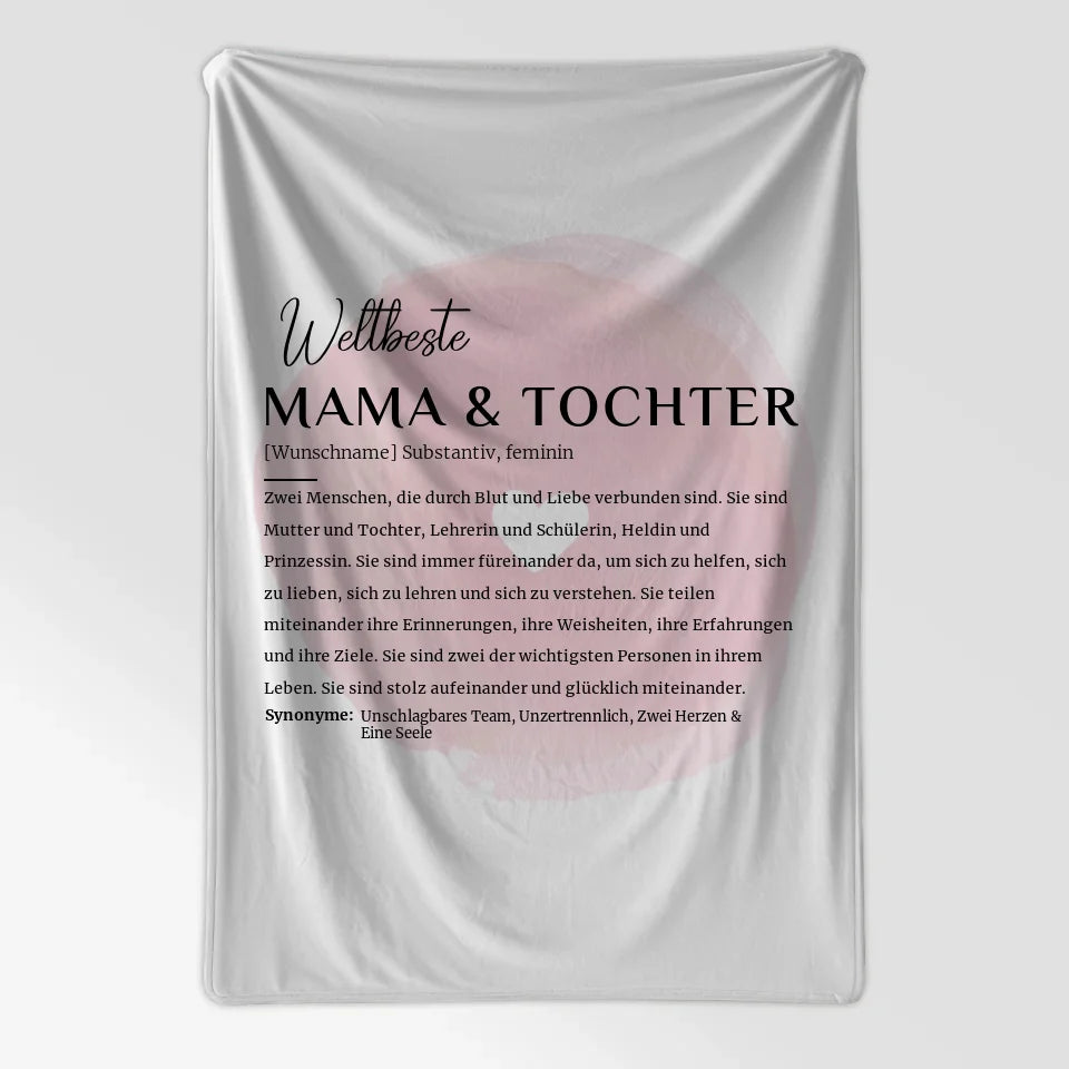 Personalisierte Decke Definition Mama & Tochter mit Name Herzkreis 7
