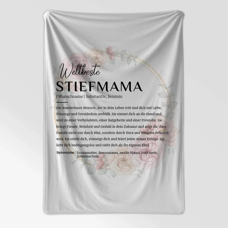 Personalisierte Decke mit Name Floral Kreis Definition Stiefmama 7