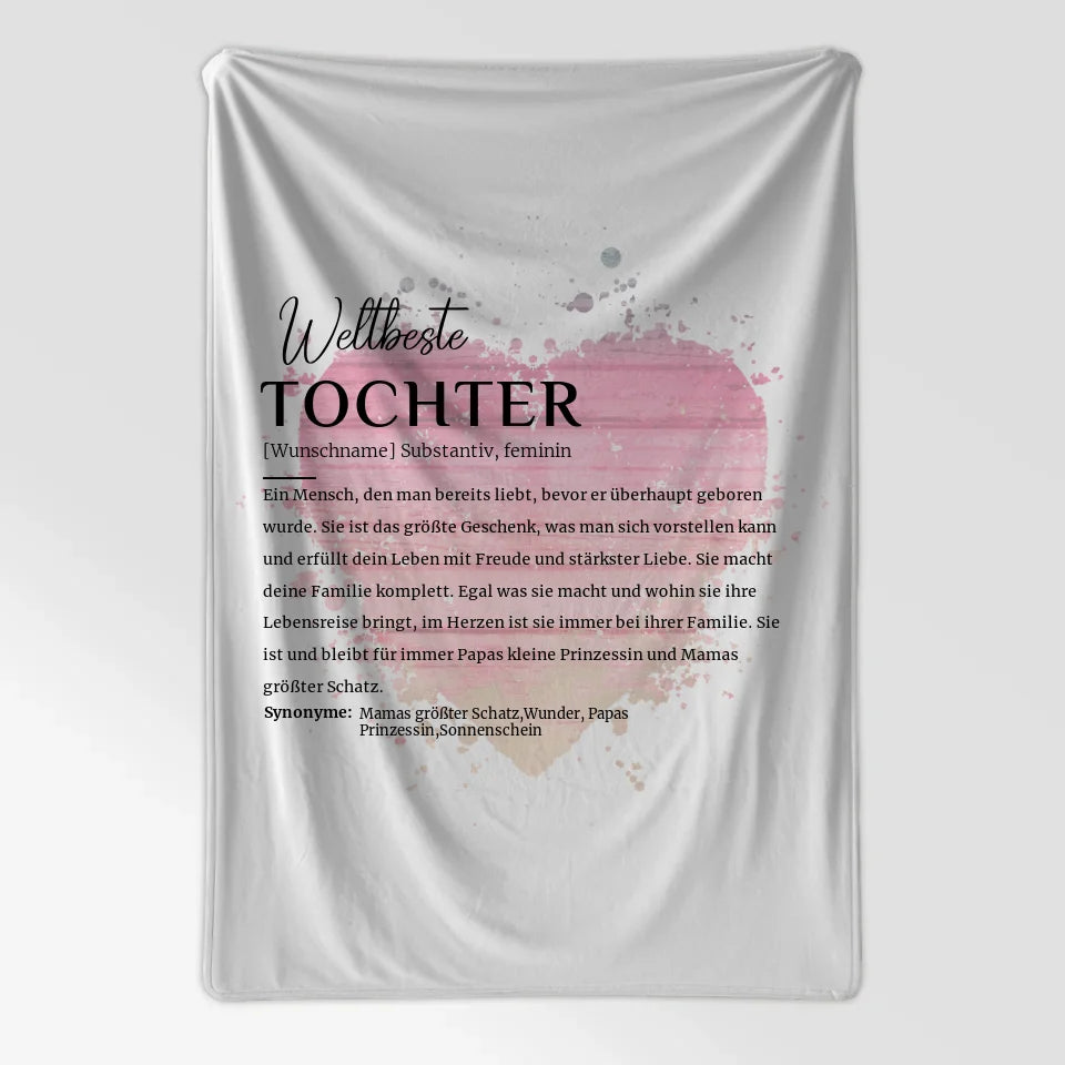 Personalisierte Decke Definition Tochter mit Name Watercolor Herz 7