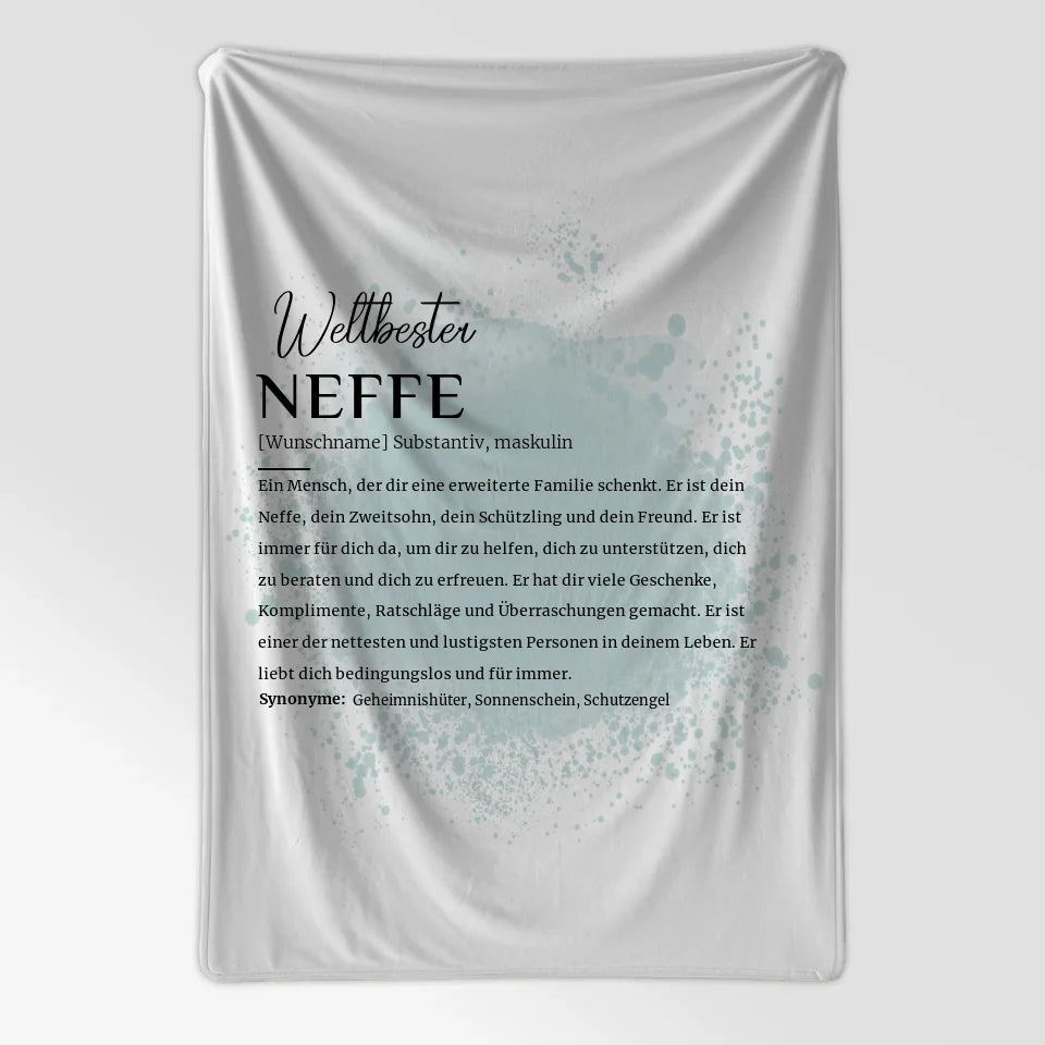 Personalisierte Decke Definition Neffe mit Name Farbspitzer Blau 7