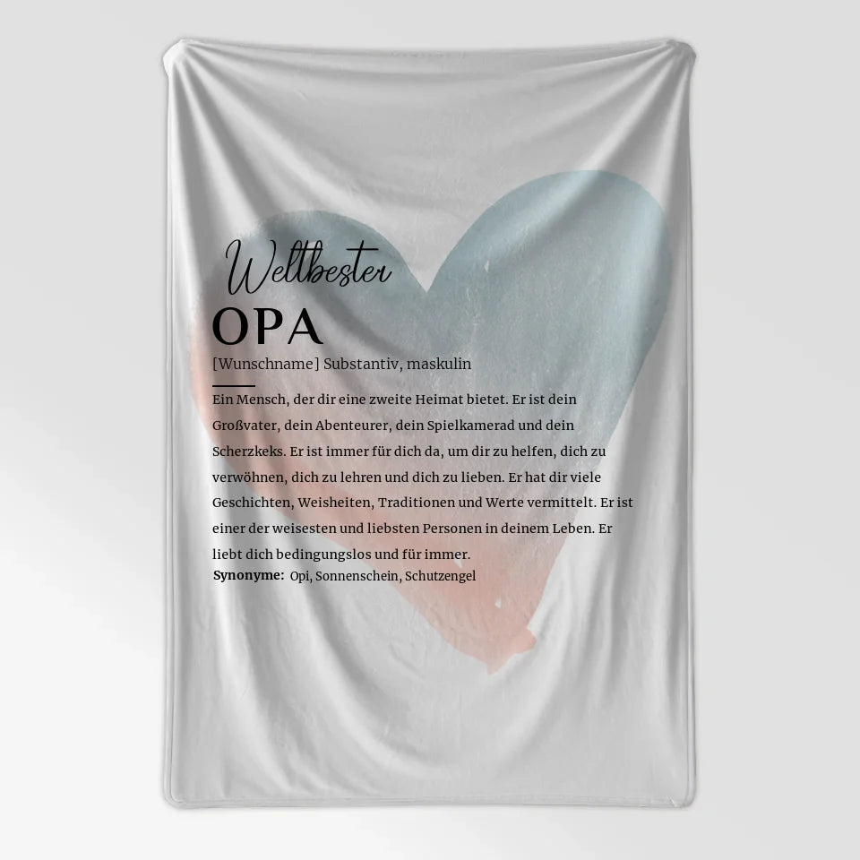 Personalisierte Decke mit Name Herzchen Farbverlauf Opa Definition 7