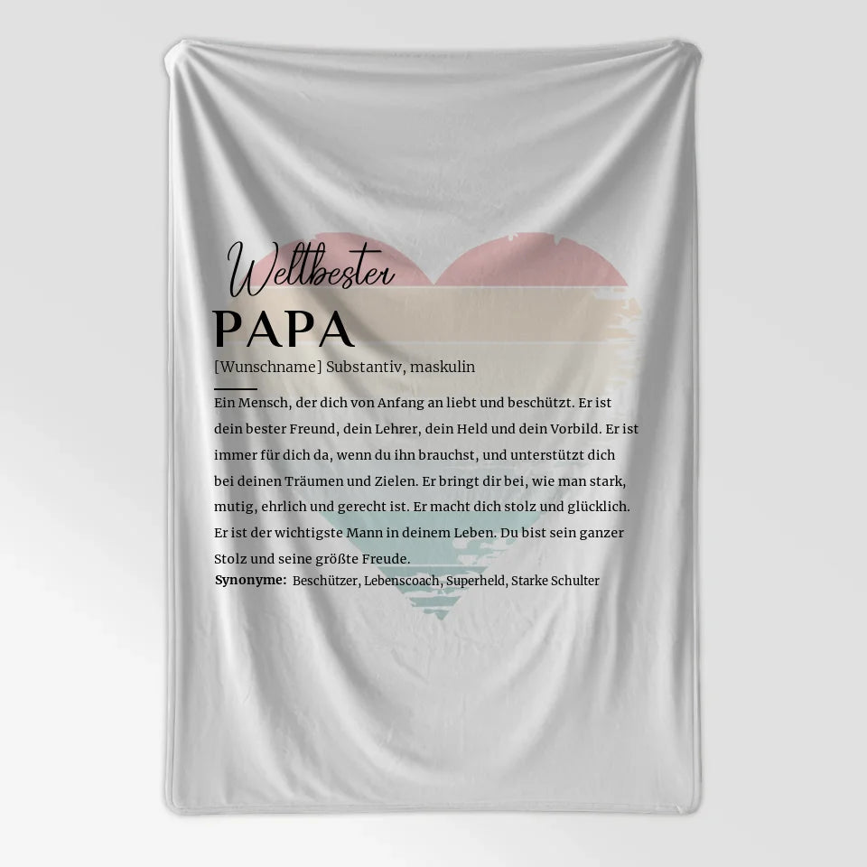 Personalisierte Decke Definition Papa mit Name Vintage Herz 7