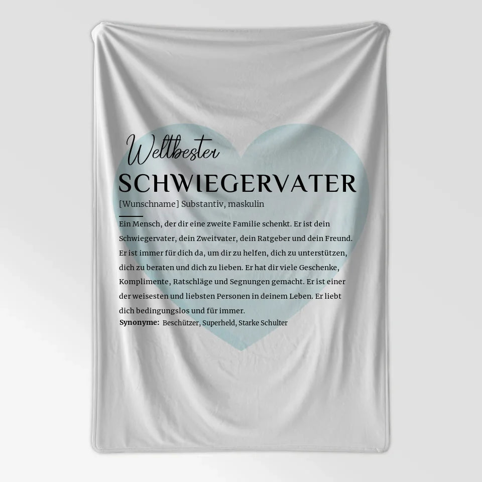 Personalisierte Decke Definition Schwiegervater mit Name Wasserfarben Herz 7