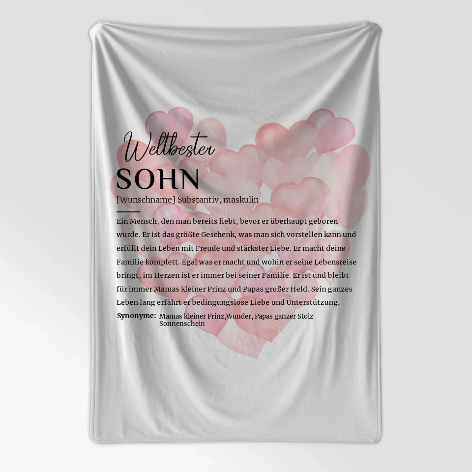 Personalisiert Decke Definition Sohn mit Name und Ballonherzen 7