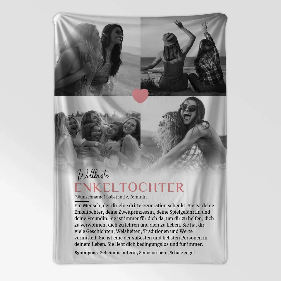 Personalisierte Decke Definition Enkeltochter 4 Fotos mit Name 7