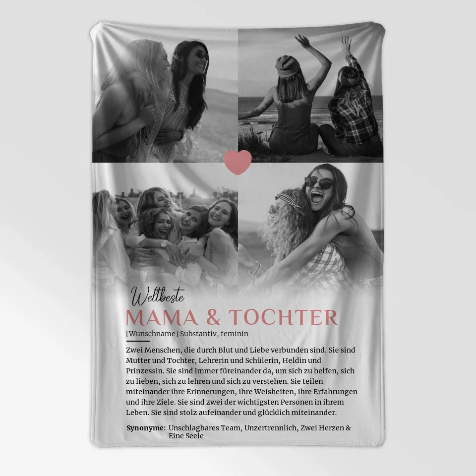 Personalisierte Decke Definition Mama & Tochter 4 Fotos mit Name 7