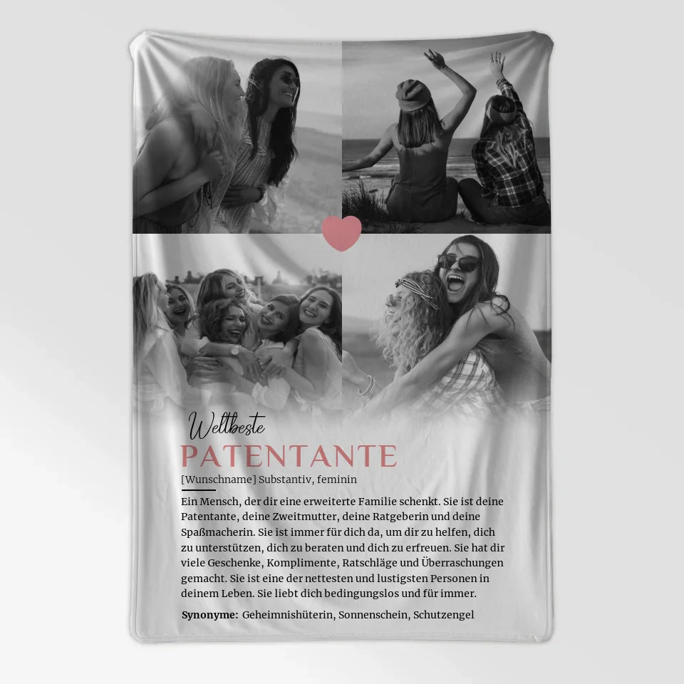 Personalisierte Decke Definition Patentante mit 4 Fotos und Name 7