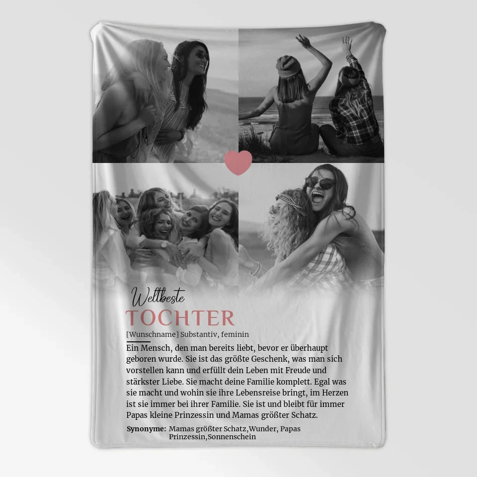 Personalisierte Decke Definition Tochter mit 4 Fotos und Name 7