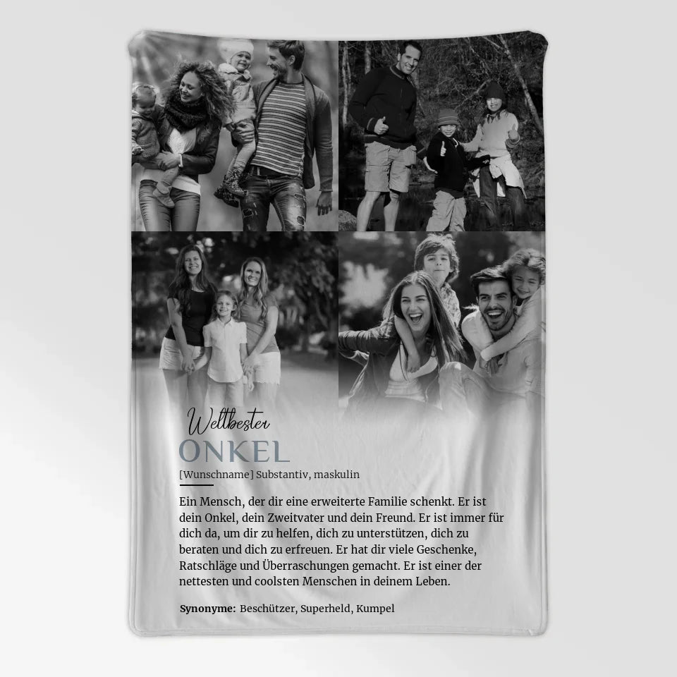 Personalisierte Decke Definition Onkel 4 Fotos mit Name 7