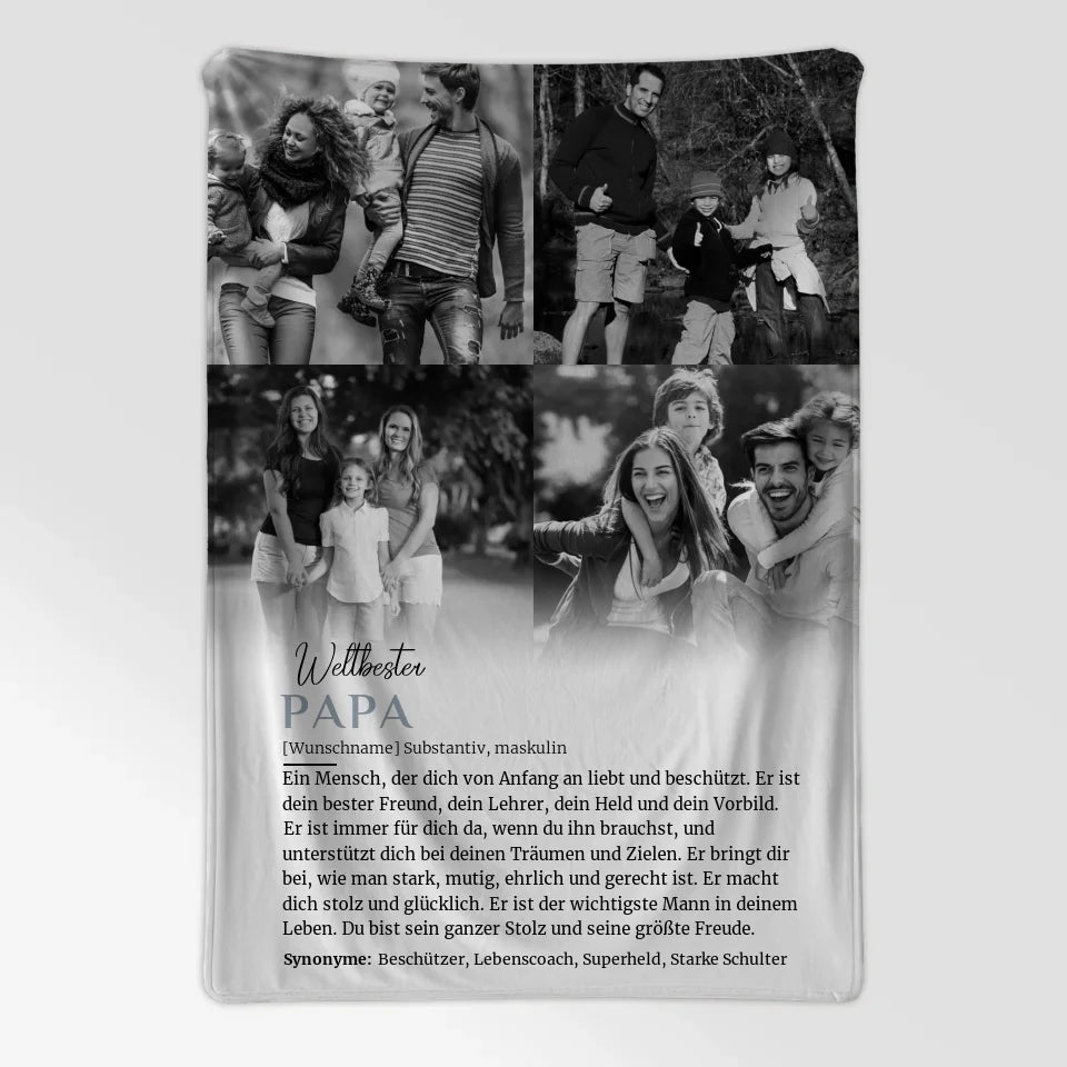 Personalisierte Decke Papa Definition mit 4 Fotos und Name 7