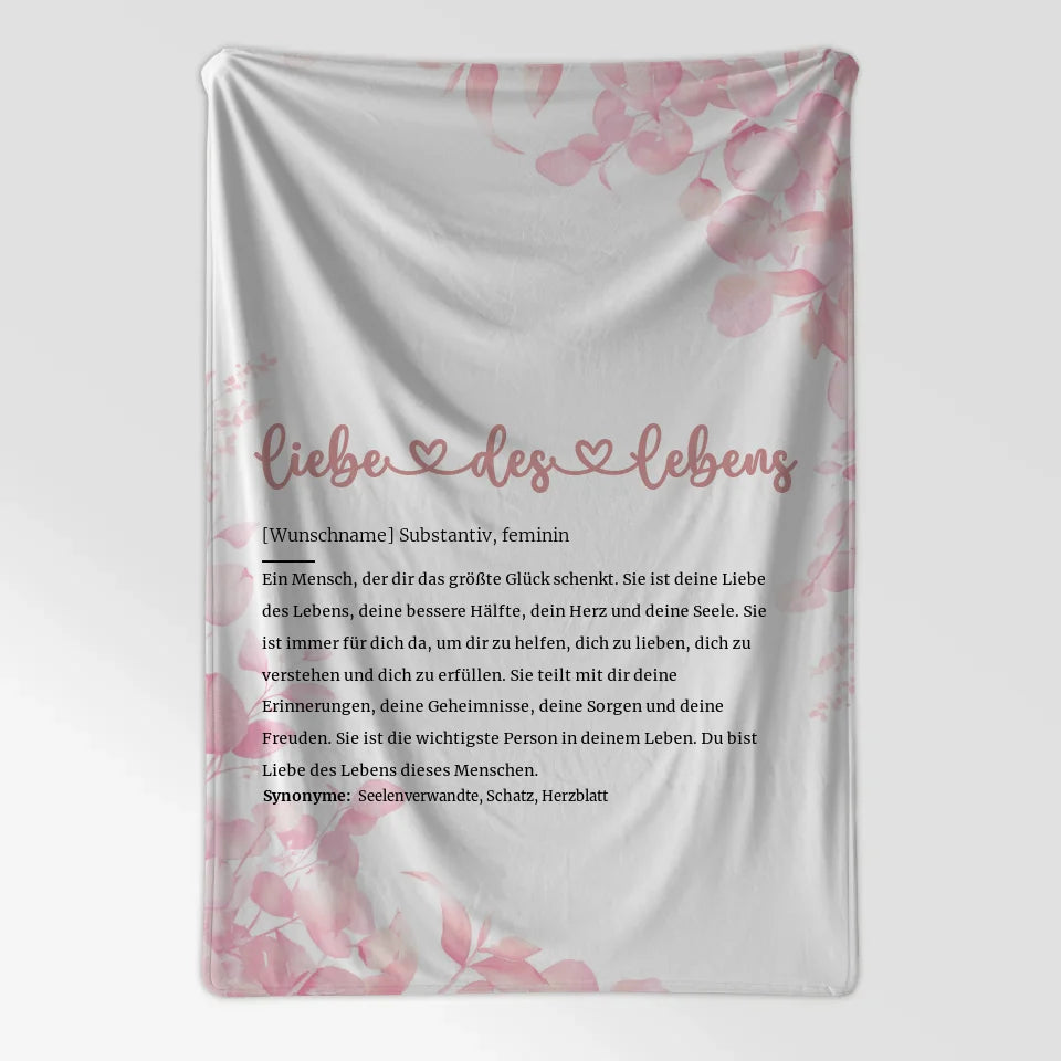 Personalisierte Decke Definition Liebe des Lebens Herz mit Name 7