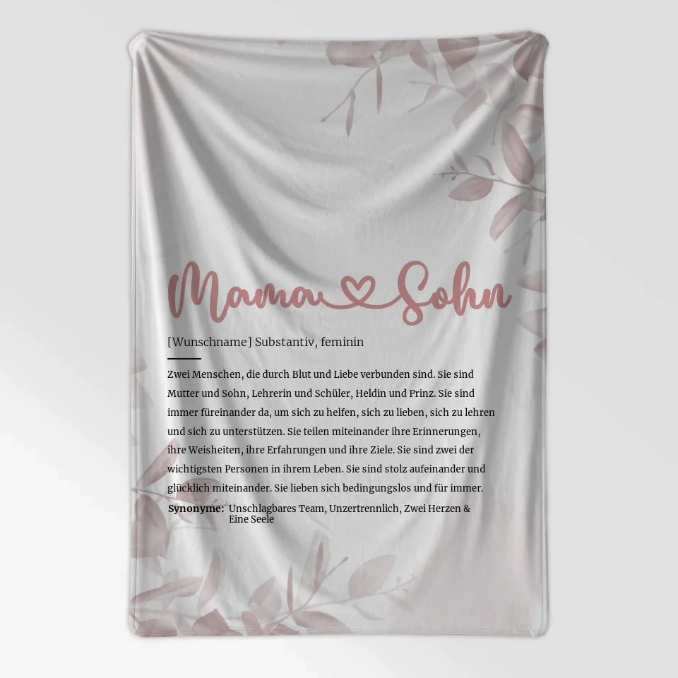 Personalisierte Decke Definition Mama & Sohn Herz mit Name 7