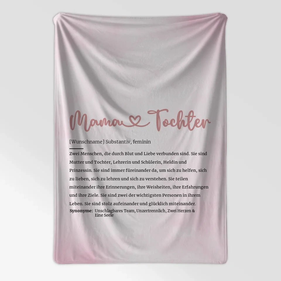 Personalisierte Decke Definition Mama & Tochter Herz mit Name 7