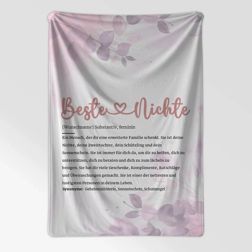 Personalisierte Decke Herz Beste Nichte mit Name Definition 7