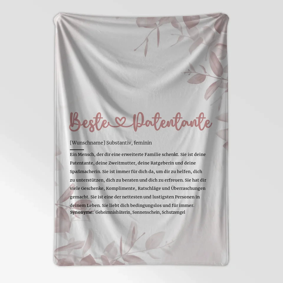 Personalisierte Decke Herz Definition Beste Patentante mit Name 7