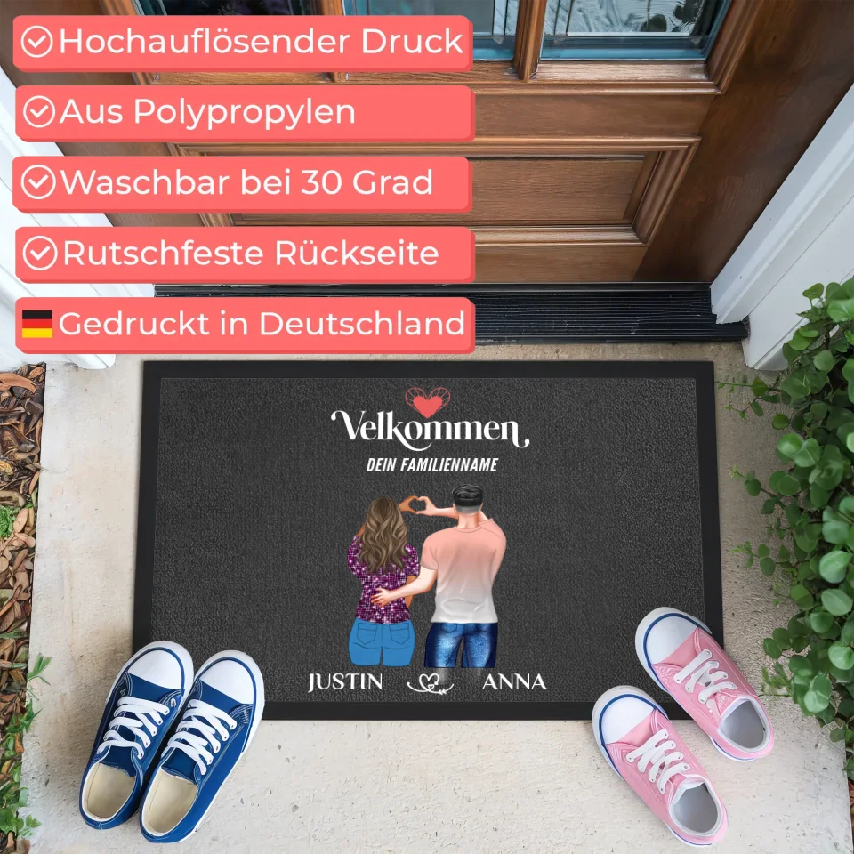 Personalisierte Fußmatte für Paare Willkommen Auf Ungarisch mit Nachname 3