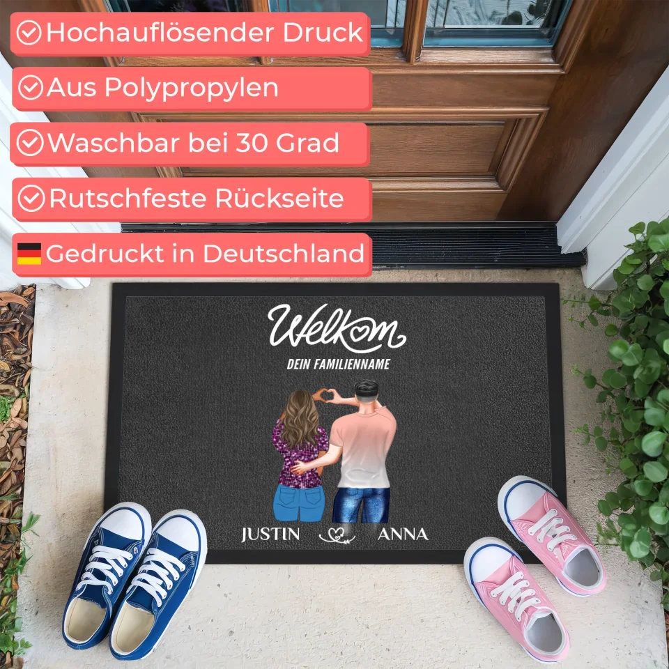 Personalisierte Fußmatte für Paare mit Willkommen auf Niederländisch 3