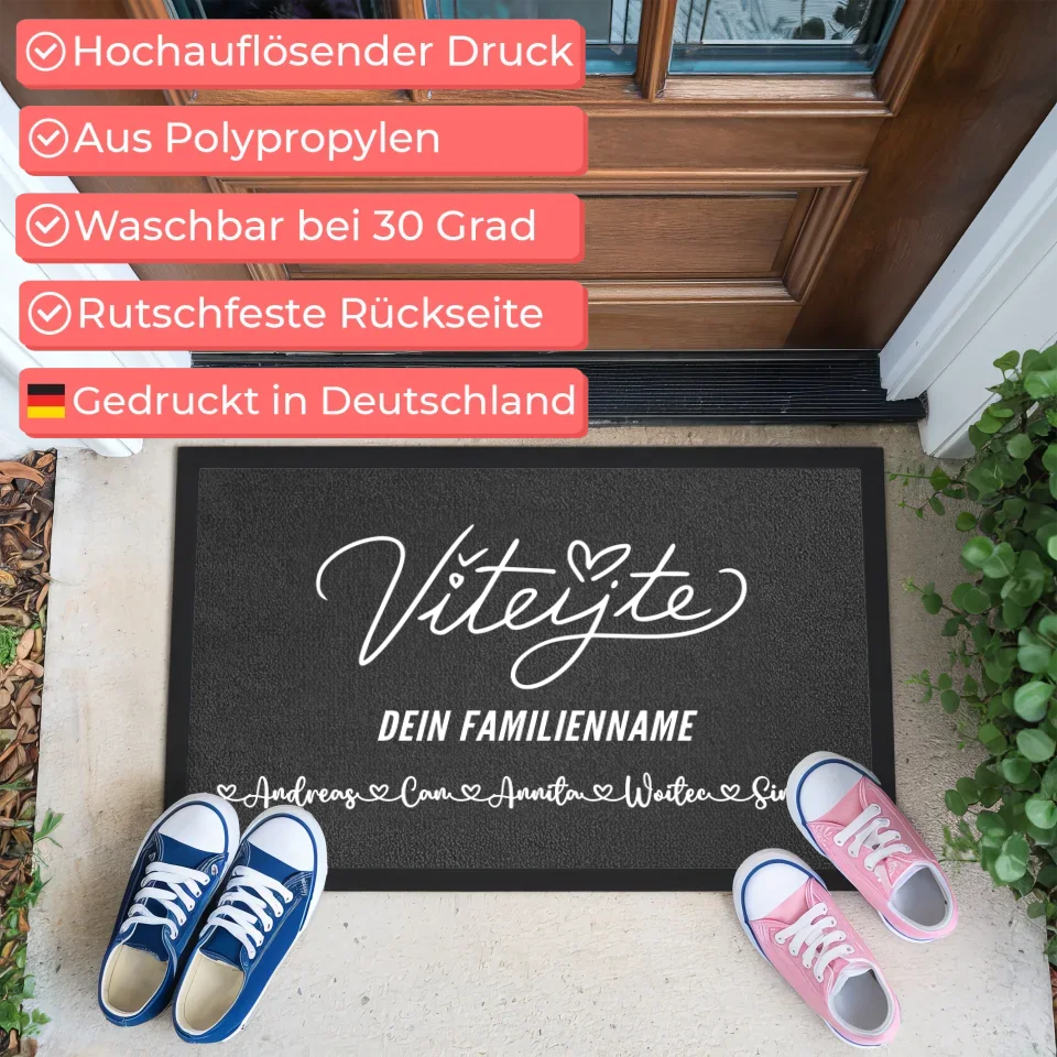 Personalisierte Fußmatte für Familien mit Namen Vítejte Fußabtreter 3