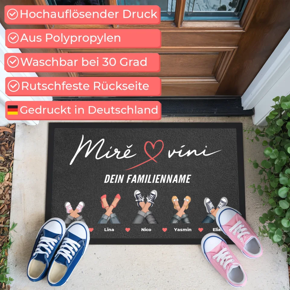 Personalisierte Fußmatte mit Sneaker Cliparts Willkommen Mirë Se Vini 3